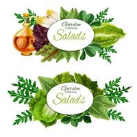 salade de laitue et feuilles d'épinards. nourriture végétale vecteur