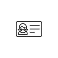 icône de carte d'identité féminine dans un style plat. illustration vectorielle de balise d'identité sur fond blanc isolé. concept d'entreprise de permis de conduire. vecteur