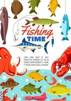 temps de pêche avec des animaux marins dans l'eau vecteur