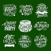 st patrick day icônes de salutation traditionnelles irlandaises vecteur