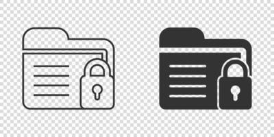 icône d'autorisation de dossier de fichiers dans un style plat. illustration vectorielle d'accès aux documents sur fond isolé. concept d'entreprise de signe d'archives secrètes. vecteur