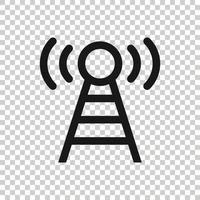 icône de tour d'antenne dans un style plat. illustration vectorielle de diffusion sur fond blanc isolé. concept d'entreprise wifi. vecteur