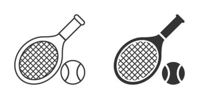 icône de raquette de tennis dans un style plat. illustration vectorielle de raquette de jeu sur fond isolé. concept d'entreprise de signe d'activité sportive. vecteur