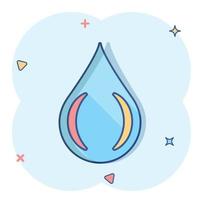 icône de goutte d'eau dans le style comique. pictogramme d'illustration de dessin animé de vecteur de goutte de pluie. effet d'éclaboussure de concept d'entreprise goutte d'eau de gouttelettes.