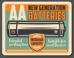 Enseigne rétro de batterie électrique alcaline vecteur