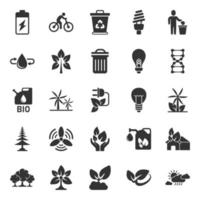 icônes d'environnement écologique définies dans un style plat. illustration vectorielle écologie sur fond blanc isolé. concept d'entreprise de signe d'emblème bio. vecteur