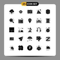 25 concept de glyphe solide pour les sites Web mobiles et les activités de jeu des applications font face à des éléments de conception vectoriels modifiables du tableau de cuisson vecteur