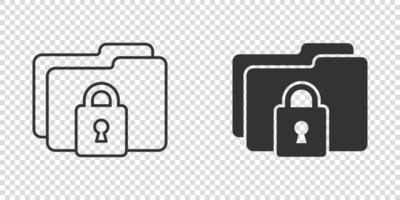icône d'autorisation de dossier de fichiers dans un style plat. illustration vectorielle d'accès aux documents sur fond isolé. concept d'entreprise de signe d'archives secrètes. vecteur