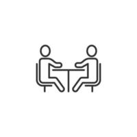 personnes avec icône de table dans un style plat. illustration vectorielle de conférence de travail d'équipe sur fond blanc isolé. concept d'entreprise de dialogue de haut-parleur. vecteur