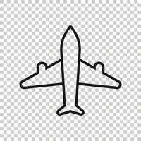 icône d'avion dans un style plat. illustration vectorielle d'avion sur fond blanc isolé. concept d'entreprise d'avion de ligne de vol. vecteur