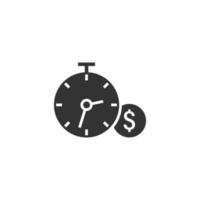 le temps est l'icône de l'argent dans un style plat. horloge avec illustration vectorielle dollar sur fond blanc isolé. concept d'entreprise de monnaie. vecteur
