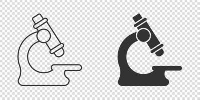 icône de microscope dans un style plat. illustration vectorielle de loupe de laboratoire sur fond isolé. concept d'entreprise de signe d'instrument de biologie. vecteur