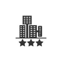 icône de signe hôtel 3 étoiles dans un style plat. auberge bâtiment illustration vectorielle sur fond blanc isolé. concept d'entreprise de chambre d'auberge. vecteur