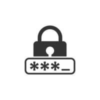 icône de connexion dans un style plat. illustration vectorielle d'accès par mot de passe sur fond blanc isolé. concept d'entreprise d'entrée de cadenas. vecteur