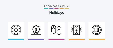 pack d'icônes de la ligne 5 des vacances, y compris les vacances. Festival. vacances. Noël. présente. conception d'icônes créatives vecteur