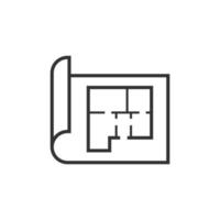 icône de plan de chambre dans un style plat. illustration vectorielle de plan directeur sur fond isolé blanc. concept d'entreprise de projet de maison. vecteur