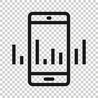 icône de diagramme de téléphone dans un style plat. illustration vectorielle statistique de croissance du smartphone sur fond blanc isolé. concept d'entreprise d'analyse de gadgets. vecteur