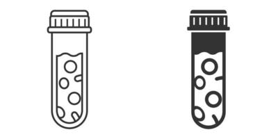 icône de tube à essai sanguin dans un style plat. illustration vectorielle d'hématologie sur fond isolé. concept d'entreprise de signe de flacon de laboratoire. vecteur