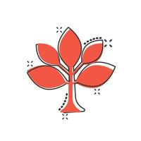 icône de feuille dans le style comique. illustration de vecteur de dessin animé de plante sur fond blanc isolé. fleur splash effet signe concept d'entreprise.