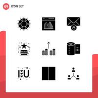 9 concept de glyphe solide pour les sites Web mobiles et les applications star friday interface éléments de conception vectoriels modifiables privés préférés vecteur