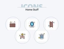 pack d'icônes remplies de ligne de trucs à la maison 5 conception d'icônes. immobilier. meubles. poubelle. armoire. le placard vecteur