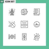 aperçu de l'interface mobile ensemble de 9 pictogrammes d'éléments de conception vectoriels modifiables de fichier matériel de fumée de souris multimédia vecteur