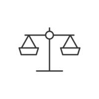 icône d'équilibre d'échelle dans un style plat. illustration vectorielle de justice sur fond blanc isolé. concept d'entreprise de jugement. vecteur