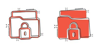 icône d'autorisation de dossier de fichiers dans le style comique. illustration vectorielle de dessin animé d'accès aux documents sur fond isolé. concept d'entreprise de signe d'effet d'éclaboussure d'archive secrète. vecteur