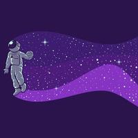 astronautes jouant au basket-ball isolés en violet vecteur