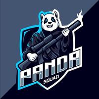 équipe de panda avec création de logo esport mascotte de pistolet vecteur