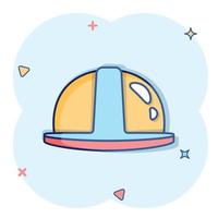 icône de casque de construction dans le style comique. illustration vectorielle de dessin animé de bouchon de sécurité sur fond isolé. concept d'entreprise de signe d'effet d'éclaboussure de chapeau de travailleur. vecteur