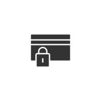 icône de protection de carte de crédit dans un style plat. illustration vectorielle de shopping en toute sécurité sur fond blanc isolé. concept d'entreprise de cadenas commercial. vecteur