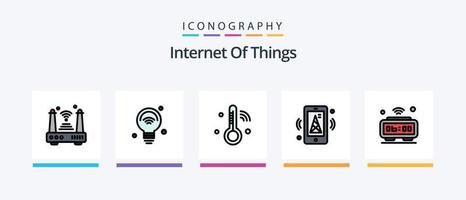 ligne Internet des objets remplie de 5 packs d'icônes, y compris un routeur. l'Internet. sécurise. Wifi. internet des objets. conception d'icônes créatives vecteur