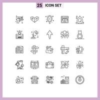 pack de 25 symboles universels d'éléments de conception vectoriels modifiables de la page du lecteur d'image vidéo d'avocat vecteur