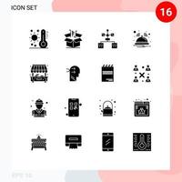 ensemble de 16 symboles d'icônes d'interface utilisateur modernes signes de notification développement de marchandises cloche codage éléments de conception vectoriels modifiables vecteur