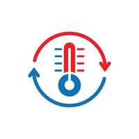 icône de contrôle climatique thermomètre dans un style plat. illustration vectorielle d'équilibre météorologique sur fond blanc isolé. concept d'entreprise à température chaude et froide. vecteur