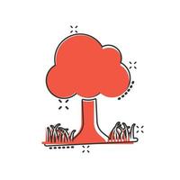 icône de l'arbre dans le style comique. illustration de vecteur de dessin animé de forêt sur fond blanc isolé. concept d'entreprise de signe d'effet d'éclaboussure de plante.
