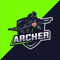 logo mascotte esport vert archer vecteur