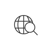 icône de recherche de globe dans un style plat. illustration vectorielle de navigation réseau sur fond blanc isolé. concept d'entreprise de loupe de géographie mondiale. vecteur