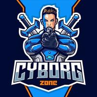 cyborg avec création de logo esport mascotte pistolet vecteur