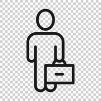 homme d'affaires avec icône de porte-documents dans un style plat. illustration vectorielle de gestionnaire de personnes sur fond blanc isolé. concept d'entreprise des employés. vecteur