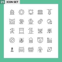 groupe de 25 lignes de signes et de symboles pour les éléments de conception vectoriels modifiables de signal de magasin de technologie de cravate vecteur