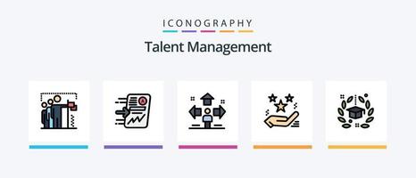 ligne de gestion des talents remplie de 5 icônes comprenant une étoile. main. le progrès. paramètre. traiter. conception d'icônes créatives vecteur