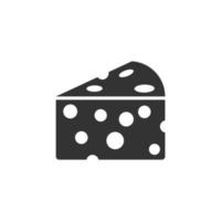 icône de tranche de fromage dans un style plat. illustration vectorielle de lait alimentaire sur fond isolé. concept d'entreprise de signe de petit-déjeuner. vecteur
