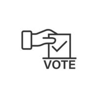 icône de vote dans un style plat. illustration vectorielle de l'urne sur fond blanc isolé. concept d'entreprise électorale. vecteur