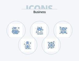 pack d'icônes bleu business 5 conception d'icônes. investissement. les atouts. esprit. fidélisation de la clientèle. client vecteur