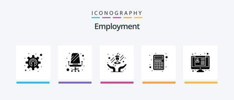 pack d'icônes de glyphe d'emploi 5 comprenant une demande d'emploi. CV. se soucier. interface. calculatrice. conception d'icônes créatives vecteur