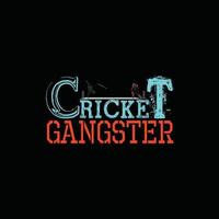 conception de t-shirt de vecteur de gangster de cricket. conception de t-shirt de cricket. peut être utilisé pour imprimer des tasses, des autocollants, des cartes de vœux, des affiches, des sacs et des t-shirts.