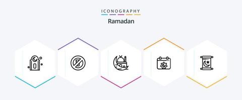 pack d'icônes ramadan 25 lignes comprenant la fête. Ramadan. musulman. lune vecteur