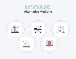 pack d'icônes plates de médecine alternative 5 conception d'icônes. médical. ambulance. Médicament. tube. science vecteur